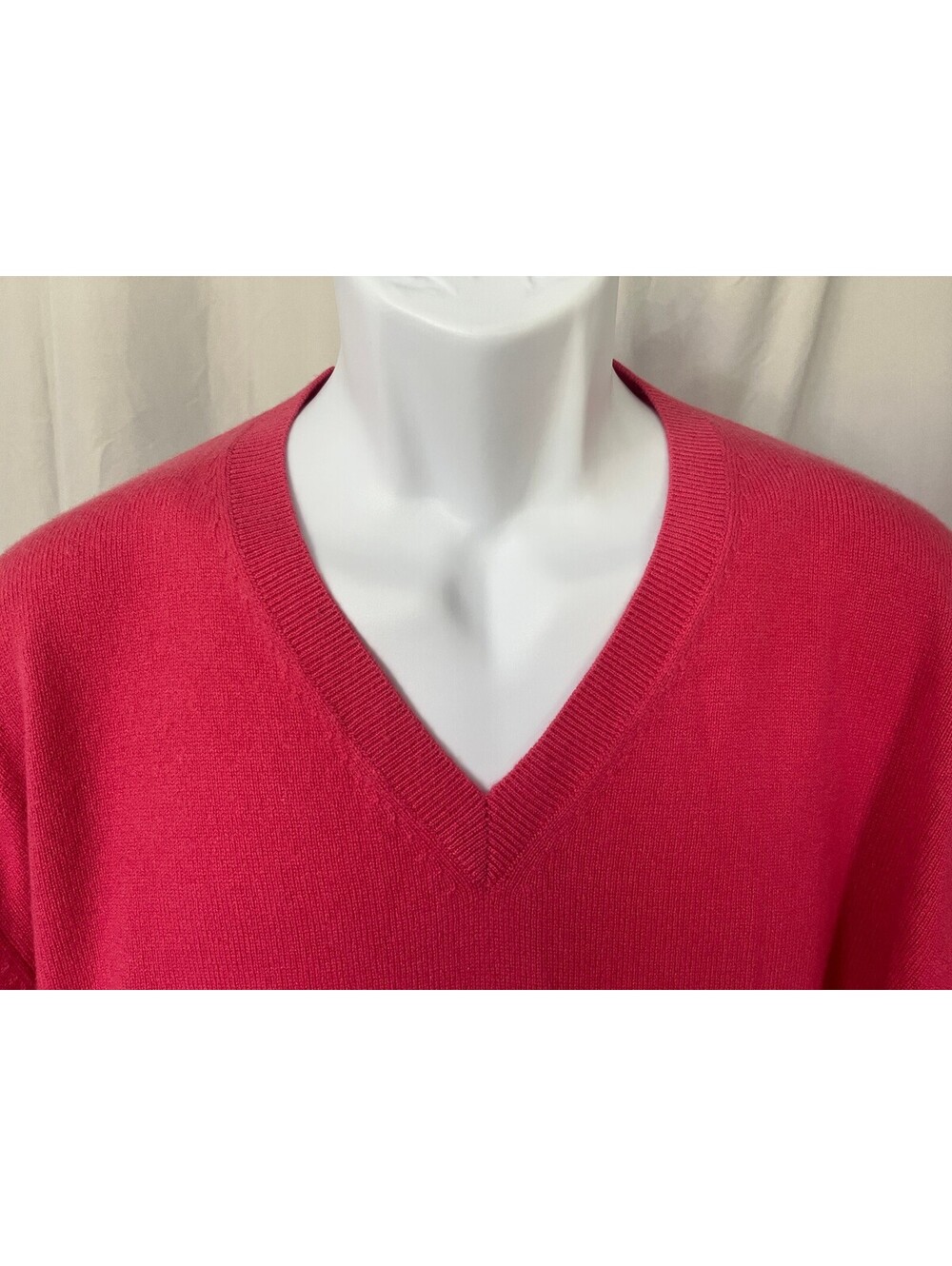 Lands End Men's Solid Pink 100% Cashmere V-Neck Pullover Sweater XLT Tall XL